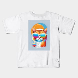 cool summer cat Kids T-Shirt